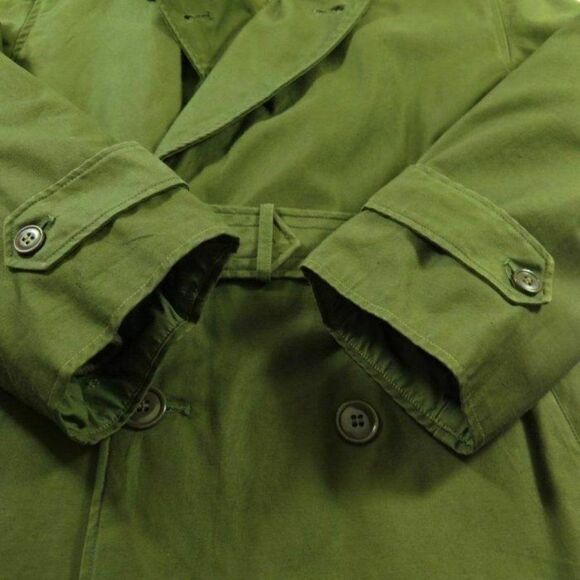 Vintage 50s US Army 107 Coat Overcoat S Short Green Liner Military Korea Belted - Picture 11 of 12